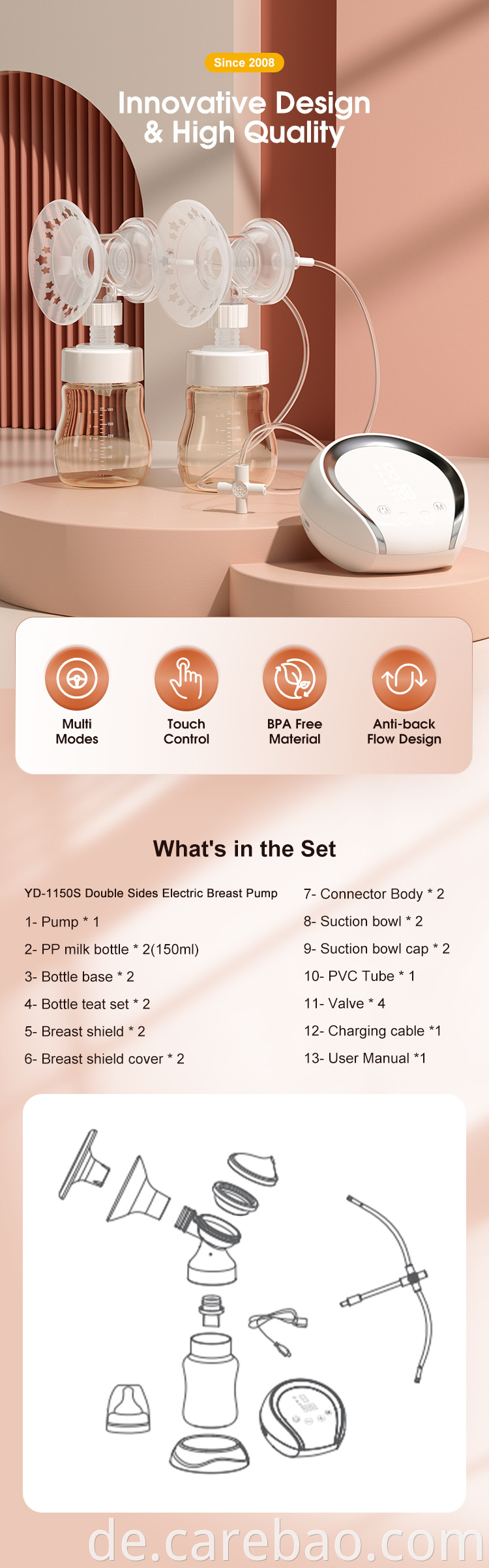 Anti-backflow Double Side Electric Breast Pump